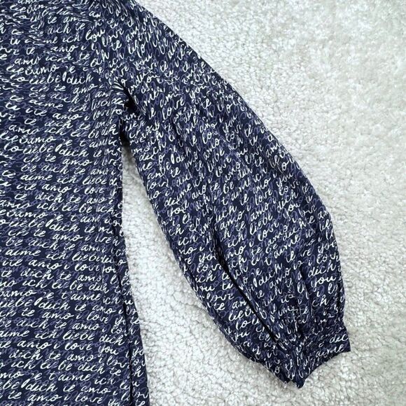 Cabi Te Amo Love Letters V Neck Blouse Navy Blue - Picture 7 of 10